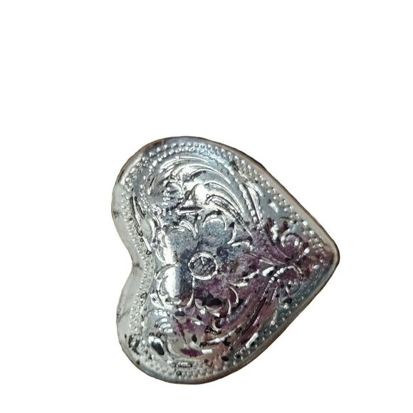 Tony Lama Rustic Leather Belt‎ Embossed Heart Concho Accents Silver Buckle sz 30 - Picture 11 of 14